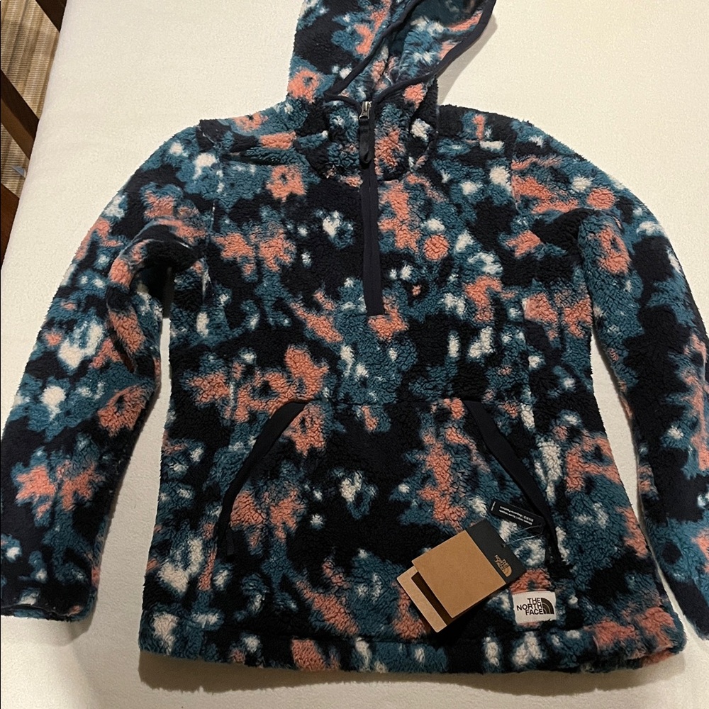 The North Face Fleece Jacket - Black, Blue, and Orange; new with tags